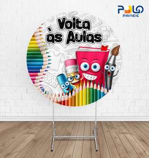 Painel Redondo Volta as Aulas - Tecido Sublimado
