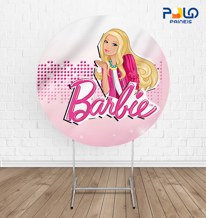 Painel Redondo Barbie - Tecido Sublimado