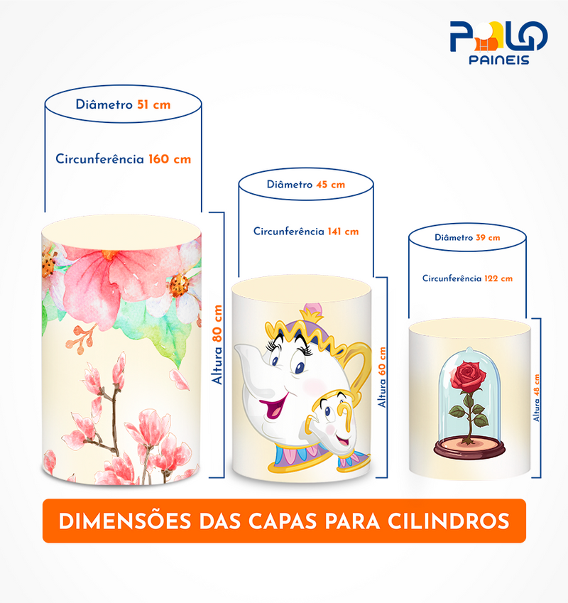 Trio Capas de Cilindros Bela e a Fera - Veste Fácil, C/Elástico