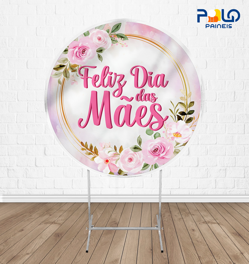 Painel Redondo Feliz Dia das Mães - Tecido Sublimado