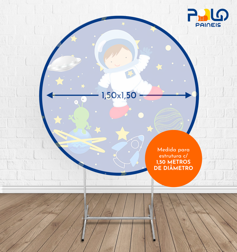 Kit Painel Redondo + Cilindros Astronauta - Tecido Sublimado
