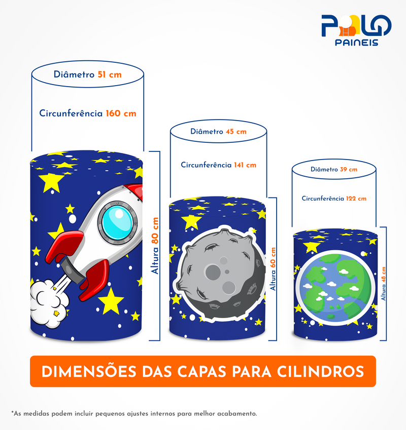 Kit Painel Redondo + Cilindros Astronauta - Tecido Sublimado